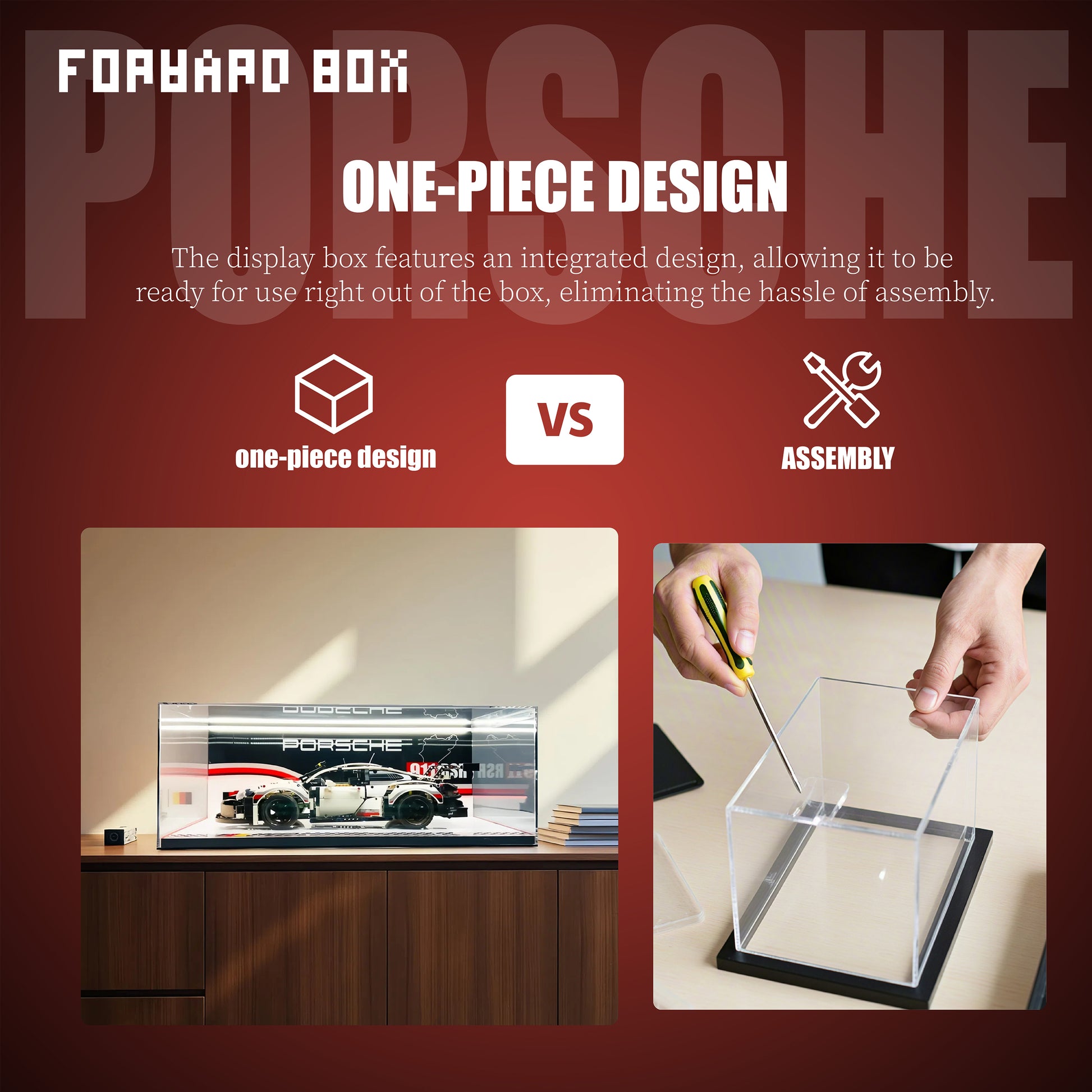 FORWARDBOX LEGO ® Technic Light-Up Display Case Compatible with Porsche 911RSR (Set No. 42096)