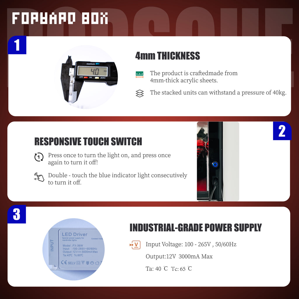 FORWARDBOX LEGO ® Technic Light-Up Display Case Compatible with Porsche 911RSR (Set No. 42096)