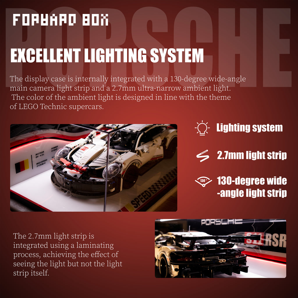 FORWARDBOX LEGO ® Technic Light-Up Display Case Compatible with Porsche 911RSR (Set No. 42096)