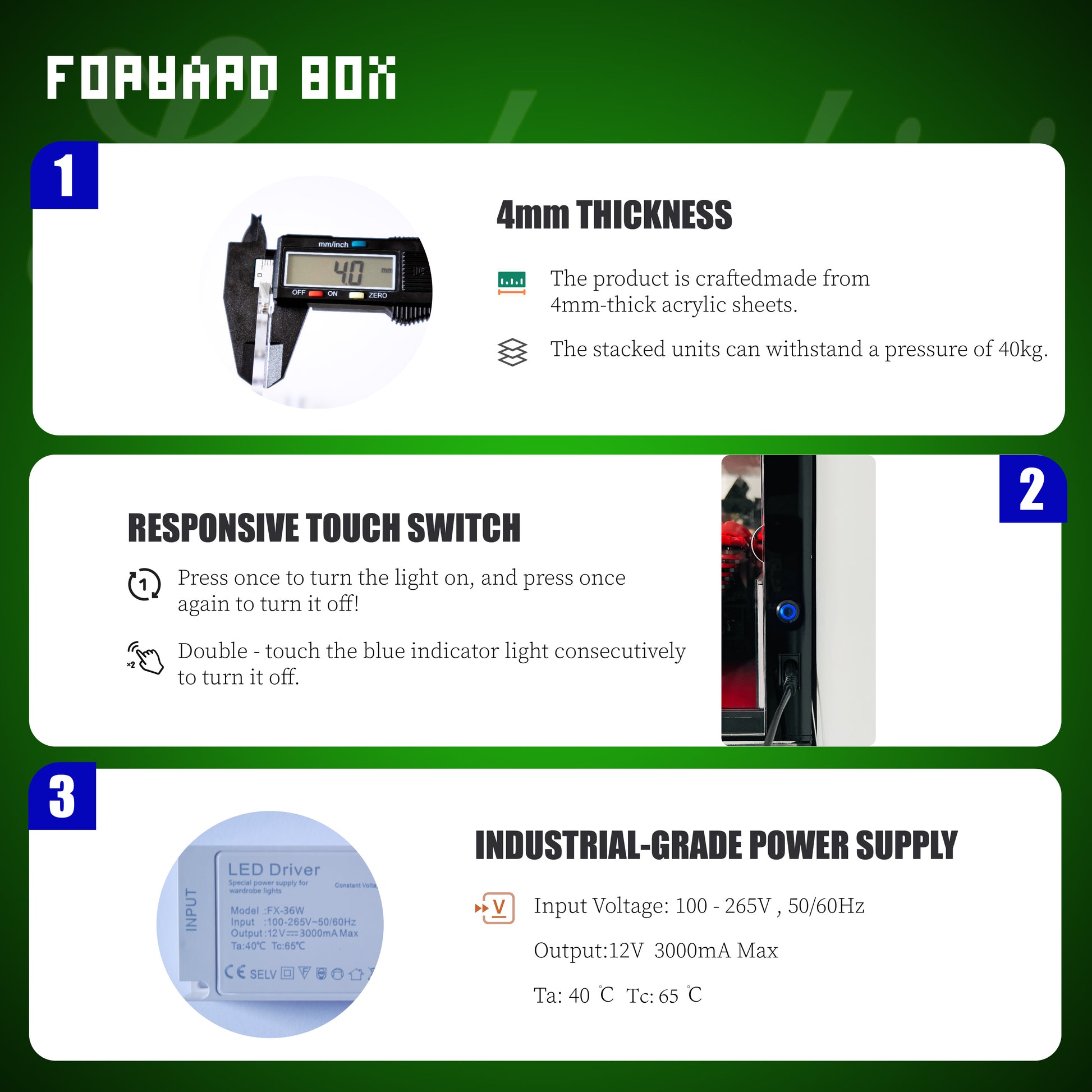 FORWARDBOX LEGO ® Technic Light-Up Display Case Compatible with Lamborghini SIAN (Set No. 42115)
