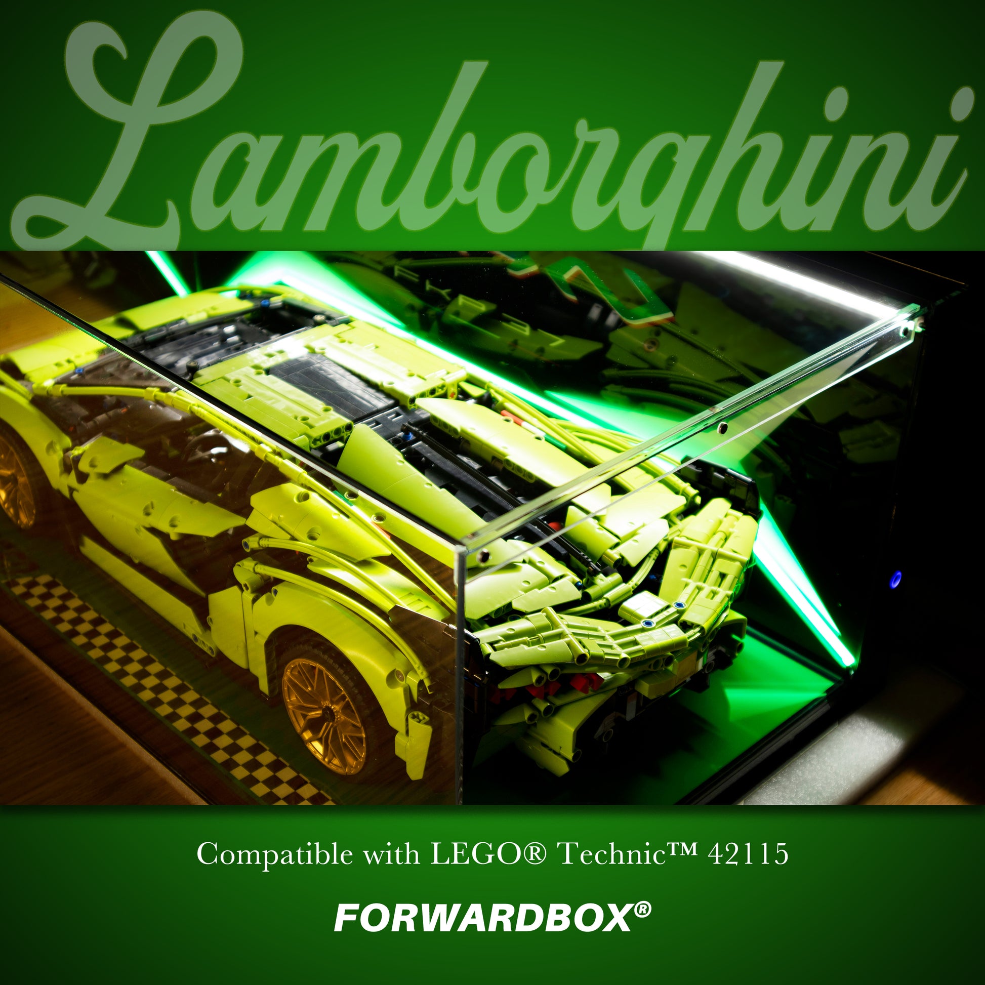 FORWARDBOX LEGO ® Technic Light-Up Display Case Compatible with Lamborghini SIAN (Set No. 42115)