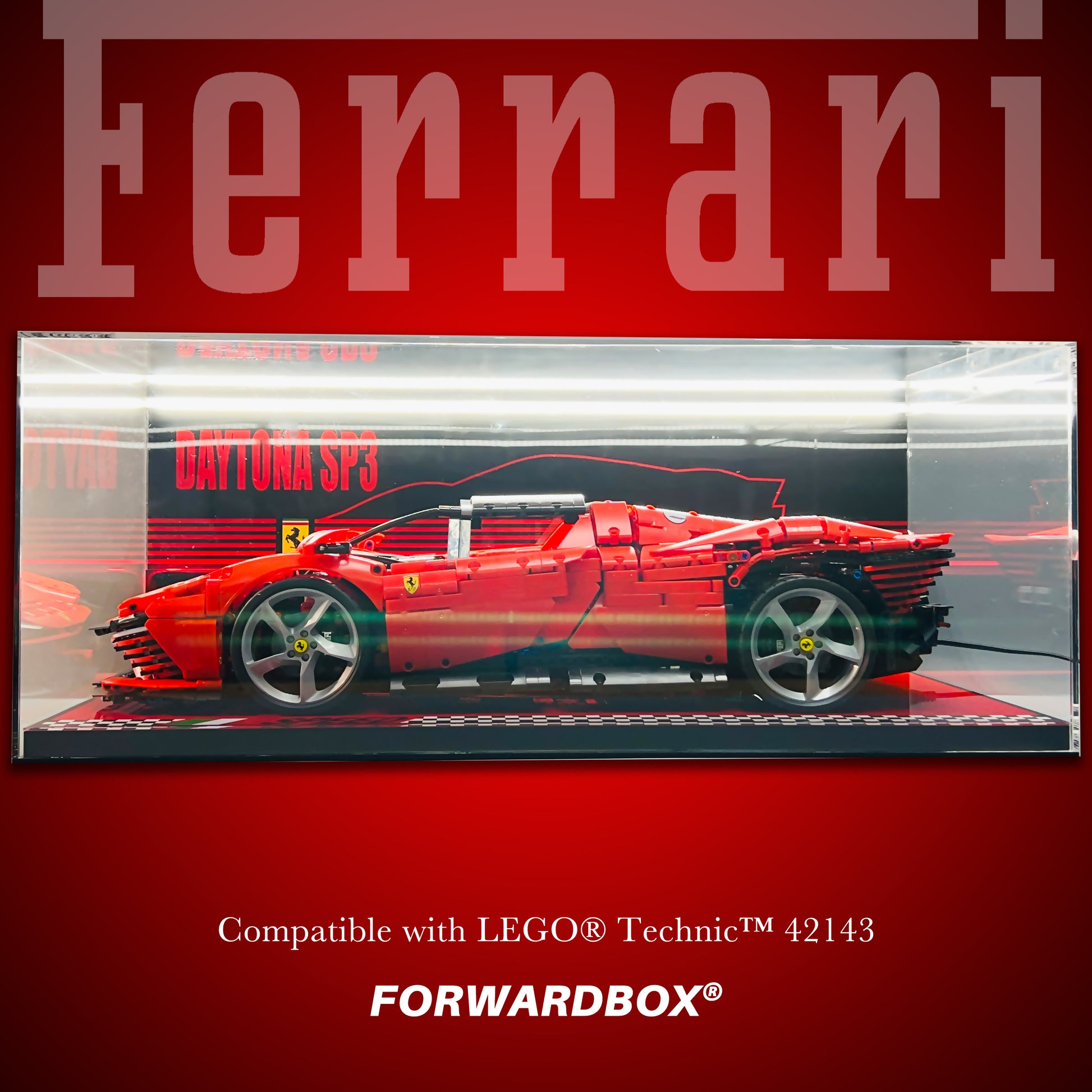 FORWARDBOX LEGO ® Technic Light-Up Display Case Compatible with Ferrari sp3(Set No. 42143)