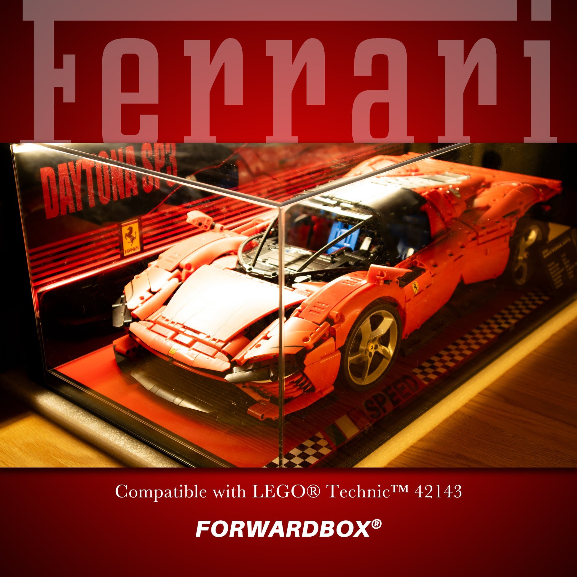 FORWARDBOX LEGO ® Technic Light-Up Display Case Compatible with Ferrari sp3(Set No. 42143)