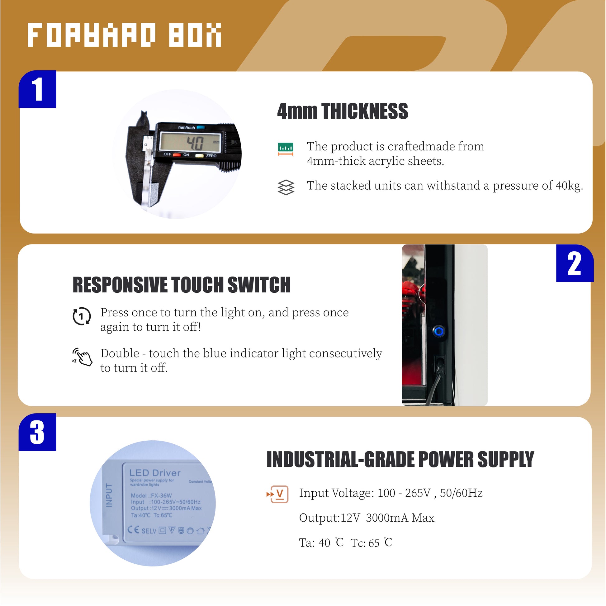 FORWARDBOX LEGO ® Technic Light-Up Display Case Compatible with McLaren P1 (Set No. 42172)
