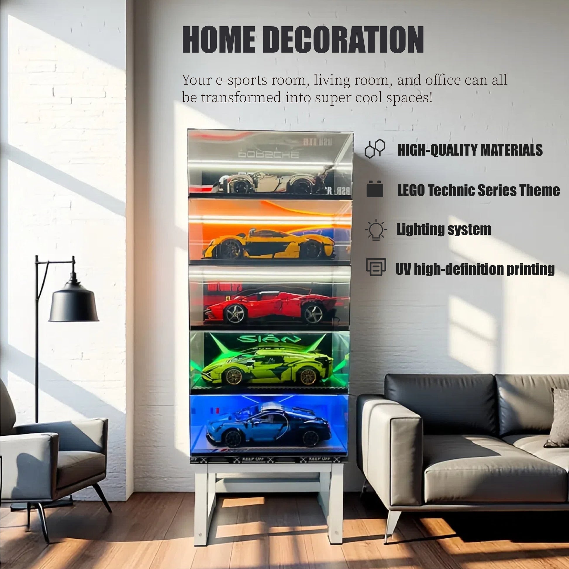 FORWARDBOX LEGO ® Technic Light-Up Display Case Compatible with Porsche 911RSR (Set No. 42096)