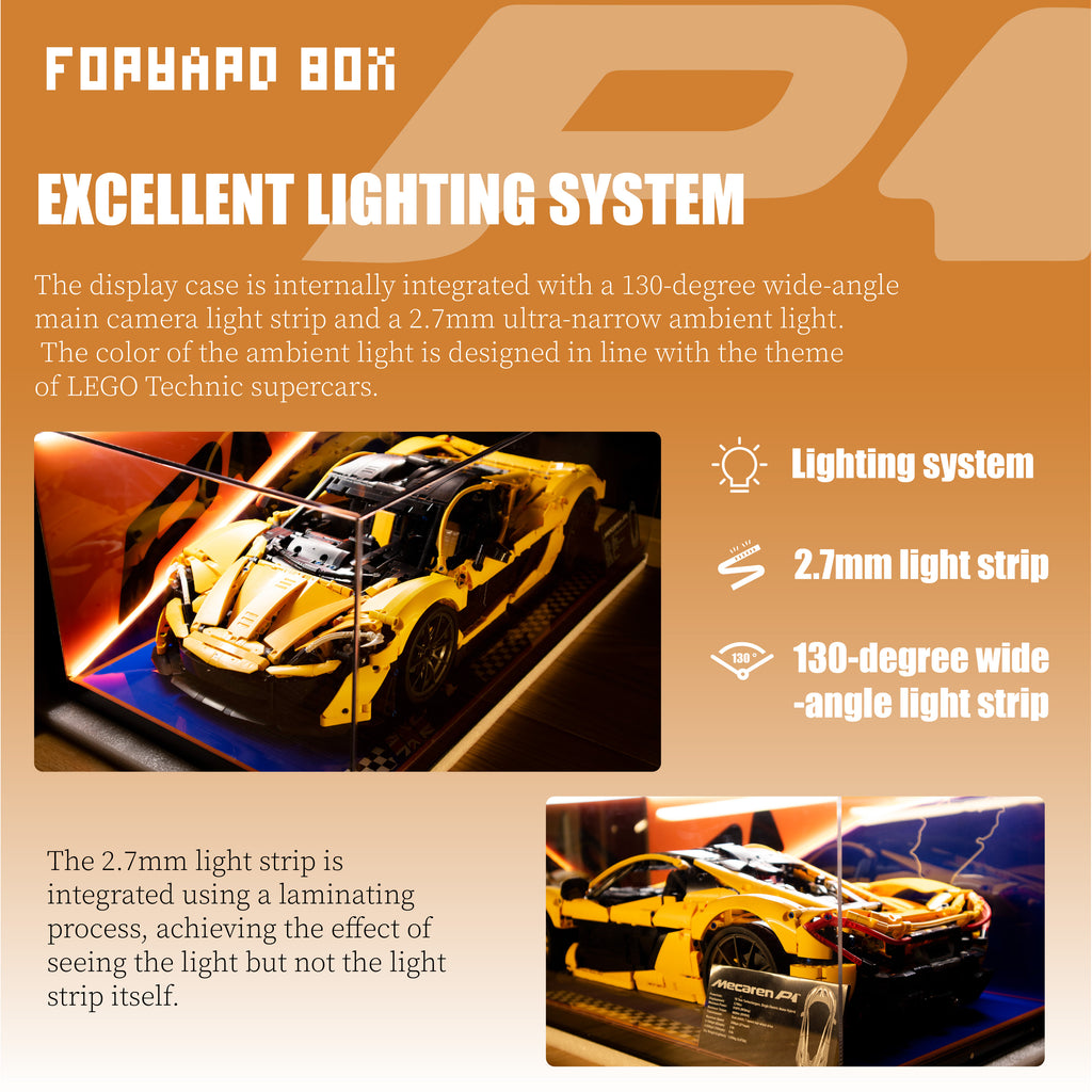 FORWARDBOX LEGO ® Technic Light-Up Display Case Compatible with McLaren P1 (Set No. 42172)