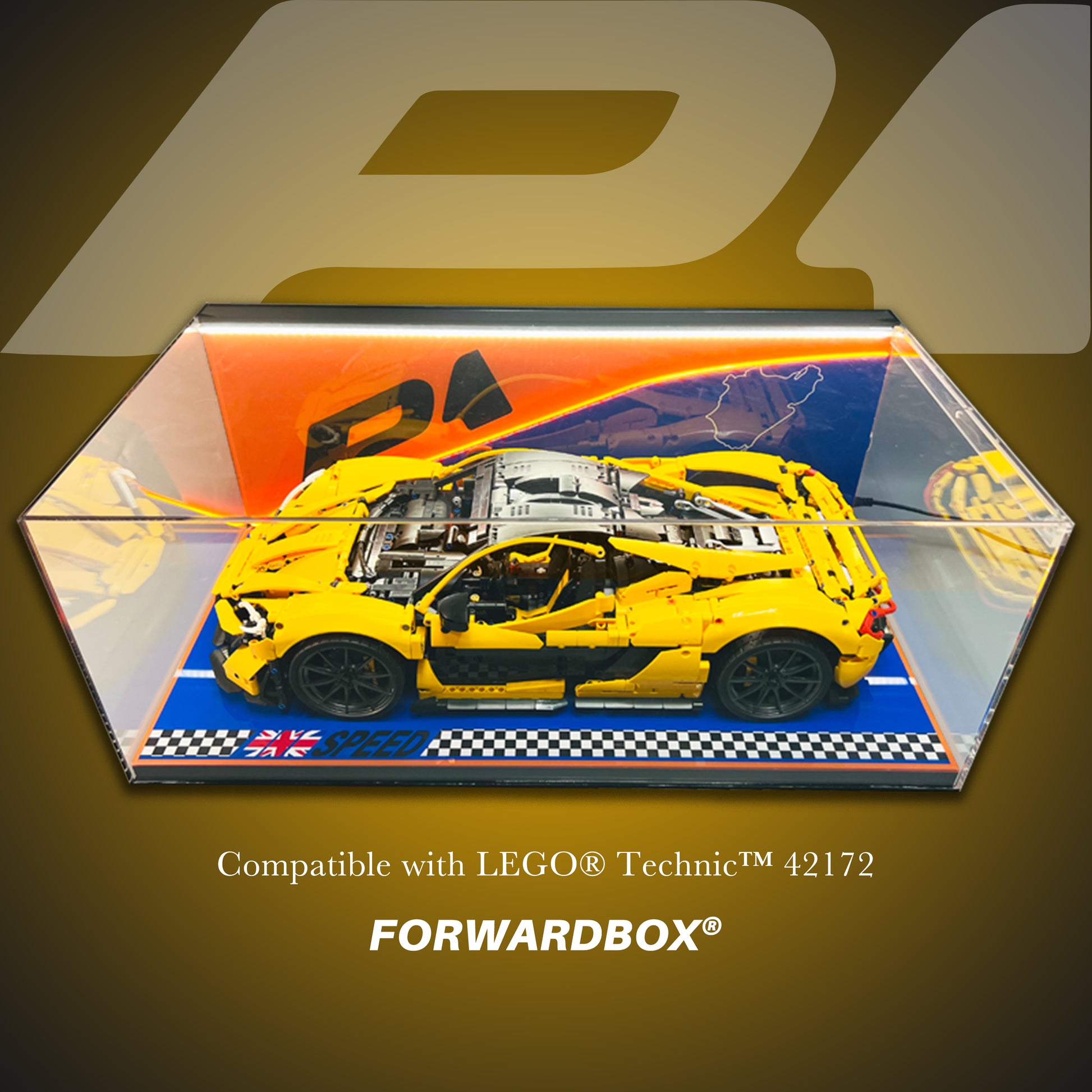 FORWARDBOX LEGO ® Technic Light-Up Display Case Compatible with McLaren P1 (Set No. 42172)