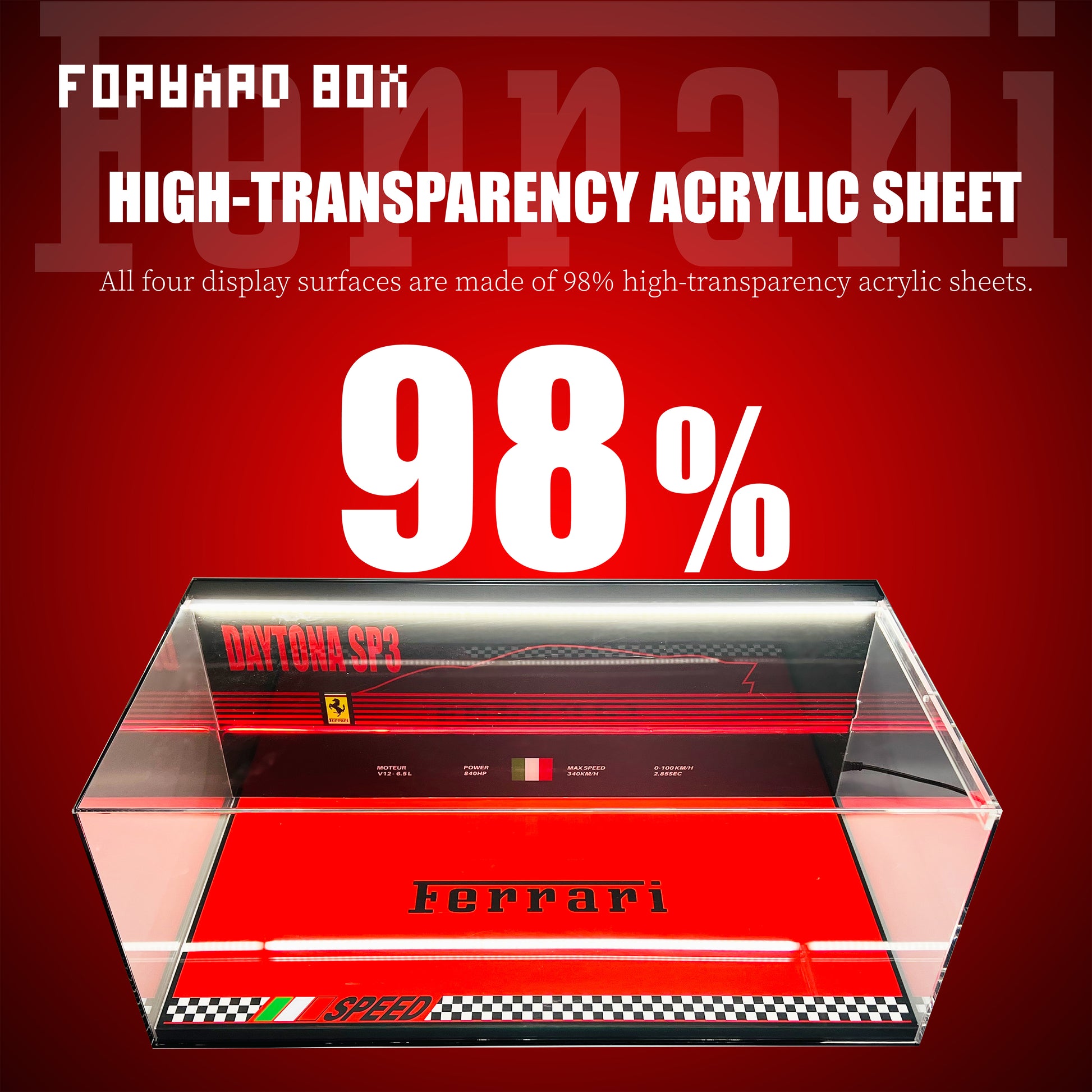 FORWARDBOX LEGO ® Technic Light-Up Display Case Compatible with Ferrari sp3(Set No. 42143)