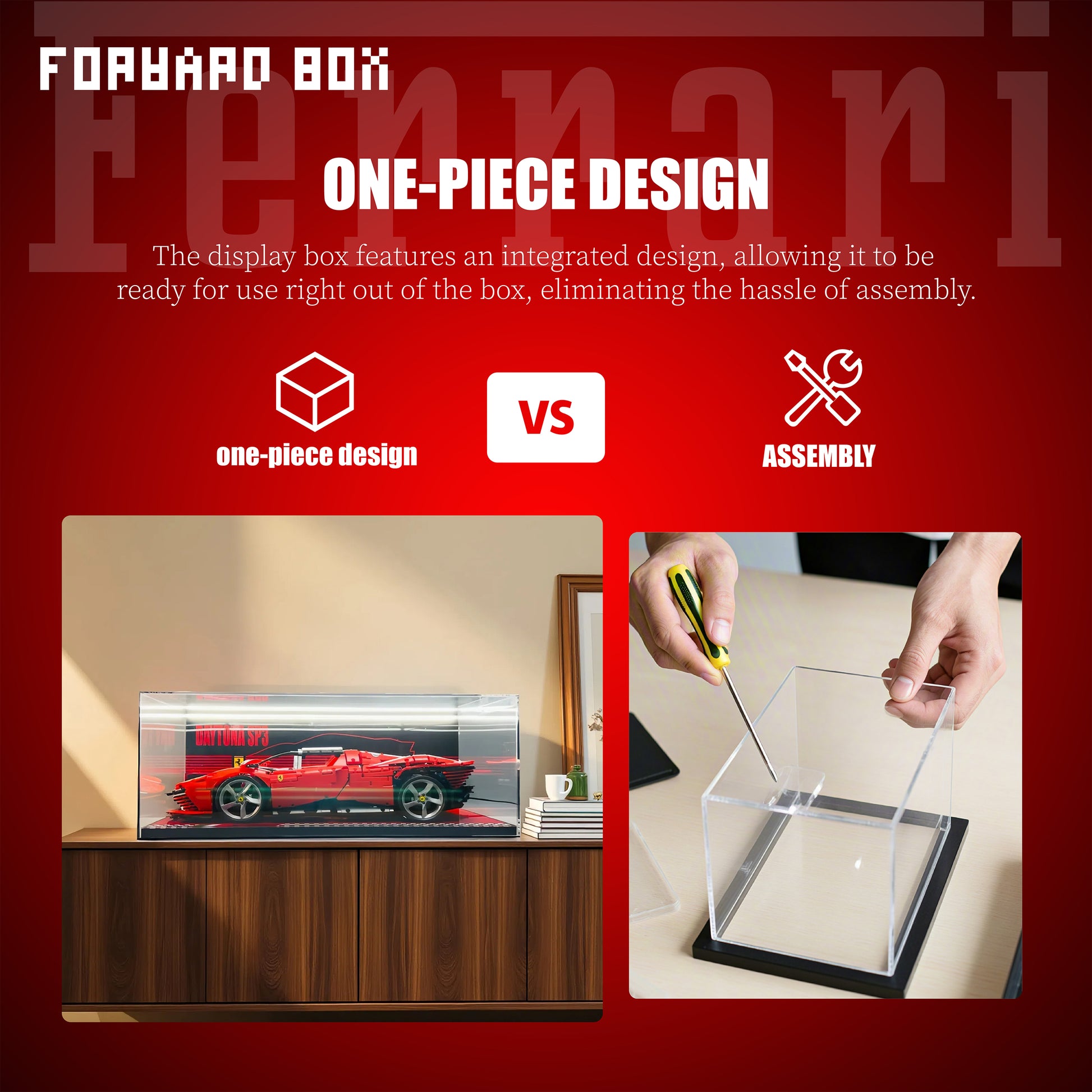 FORWARDBOX LEGO ® Technic Light-Up Display Case Compatible with Ferrari sp3(Set No. 42143)