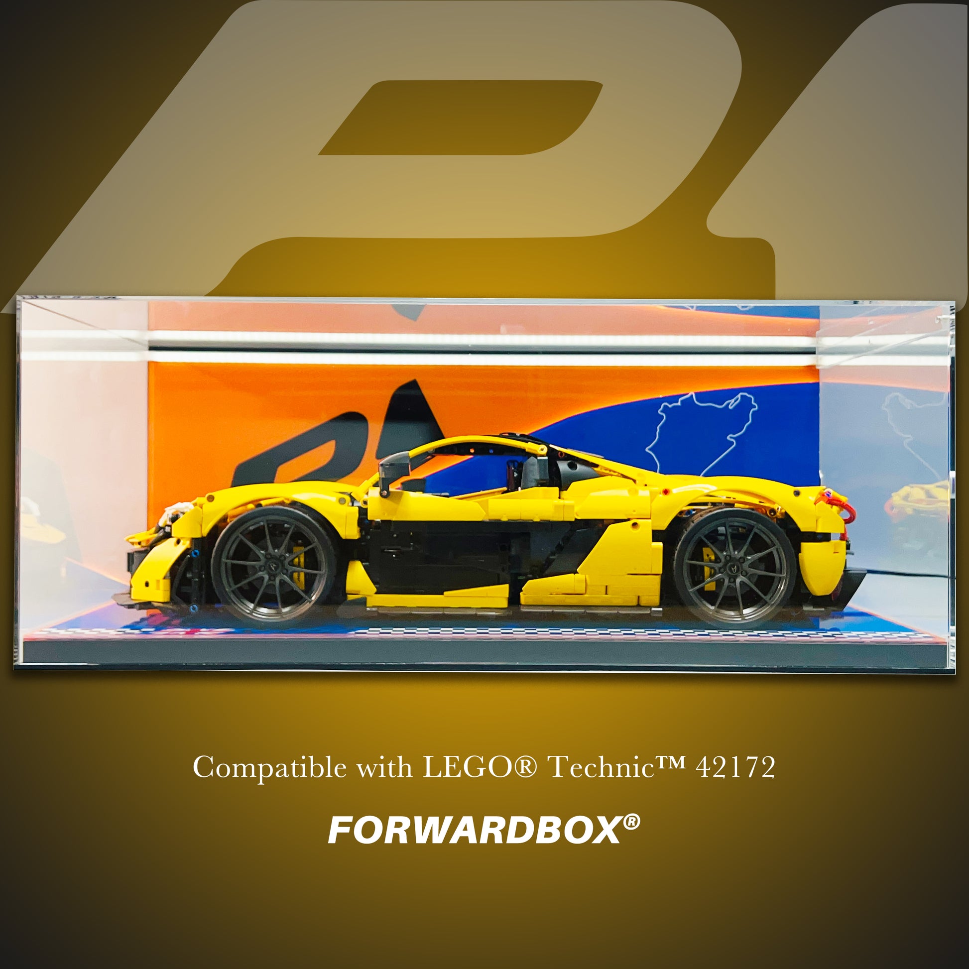 FORWARDBOX LEGO ® Technic Light-Up Display Case Compatible with McLaren P1 (Set No. 42172)