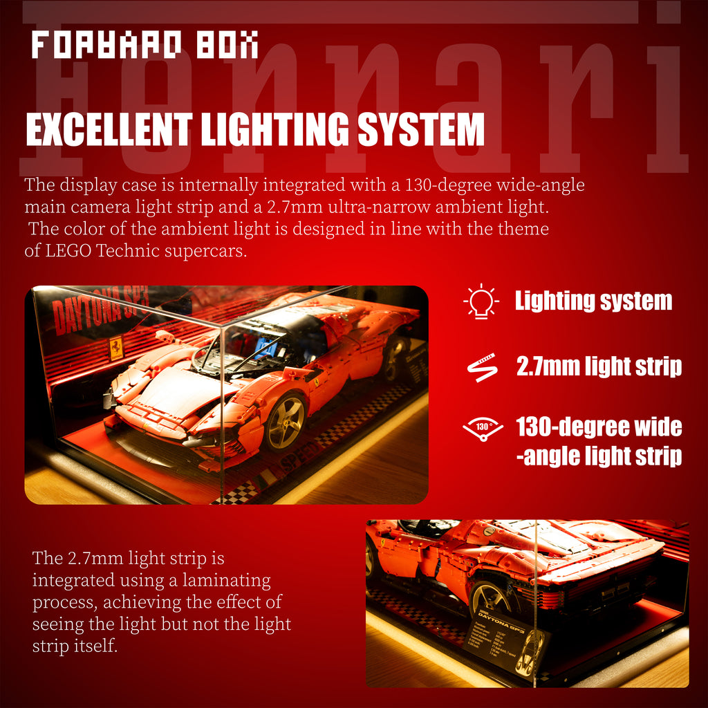 FORWARDBOX LEGO ® Technic Light-Up Display Case Compatible with Ferrari sp3(Set No. 42143)